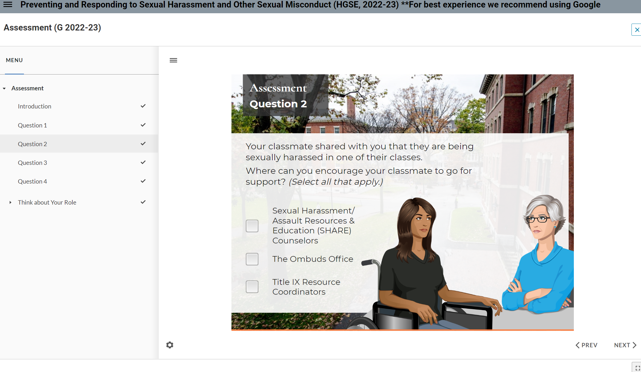 Harvard Title IX situational judgement test